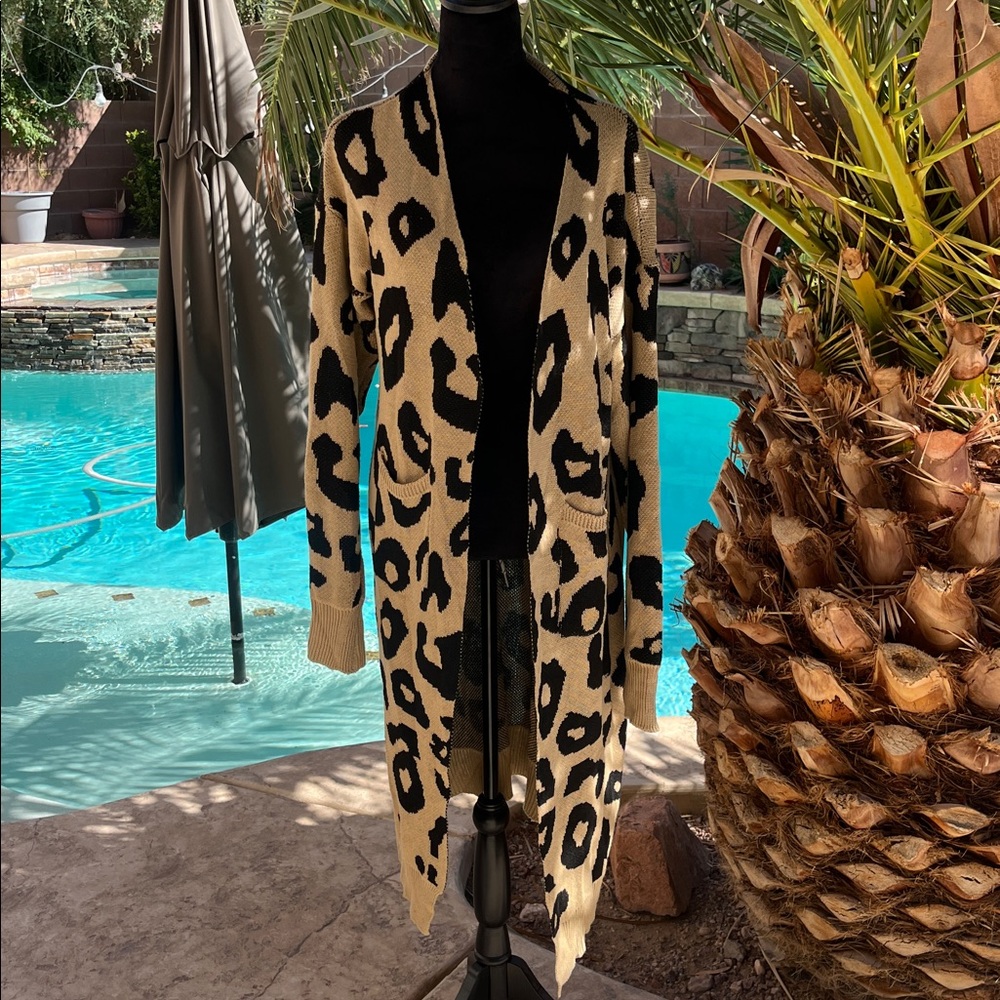 Leopard Print Long Cardigan Duster